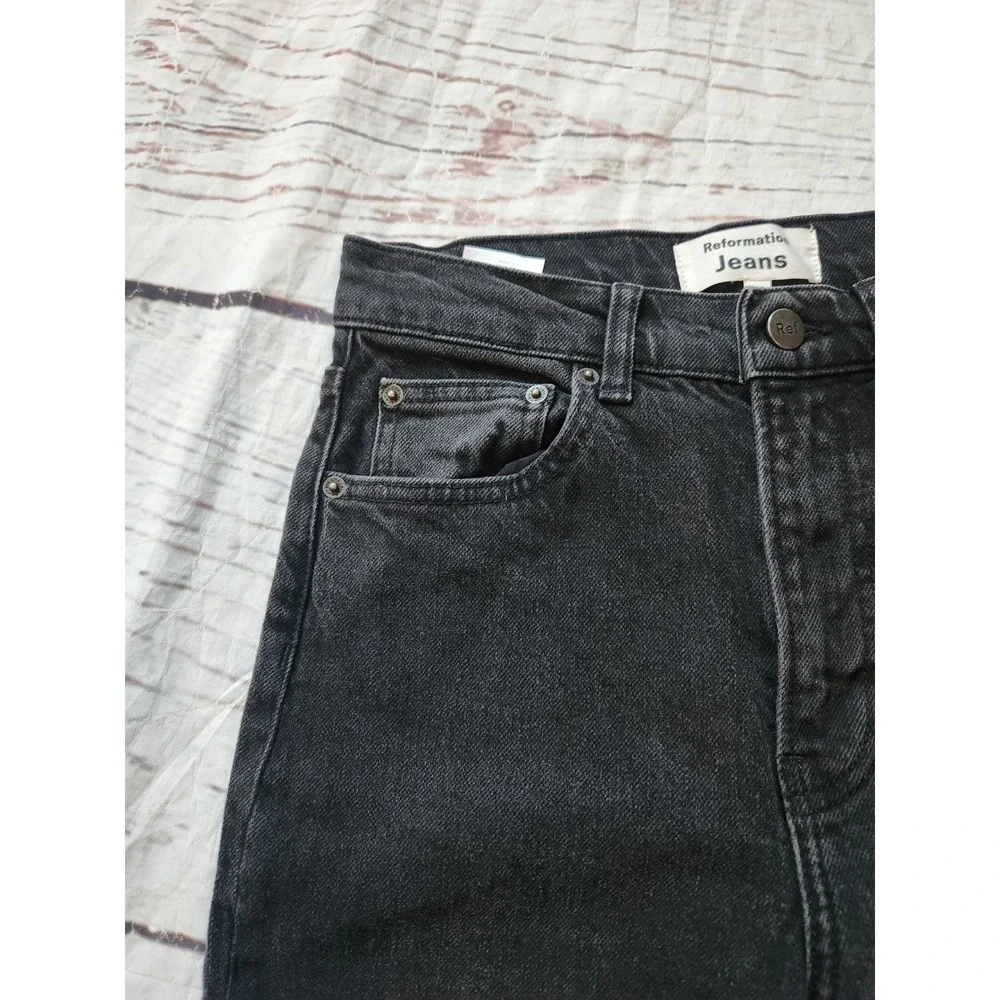 Reformation Peyton High Rise Bootcut Jeans Washed Black Organic Cotton Size 25